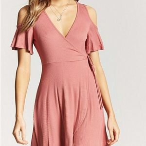 5 for $50 Cold shoulder wrap tie front dress